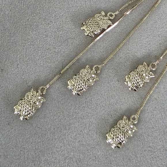 Gold Filled Huggie Hoop Earrings Dangle Owl Charms - Picture 6 of 11